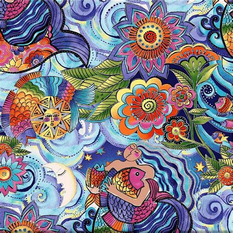 laurel burch metallic fabric|laurel burch mermaid fabric.